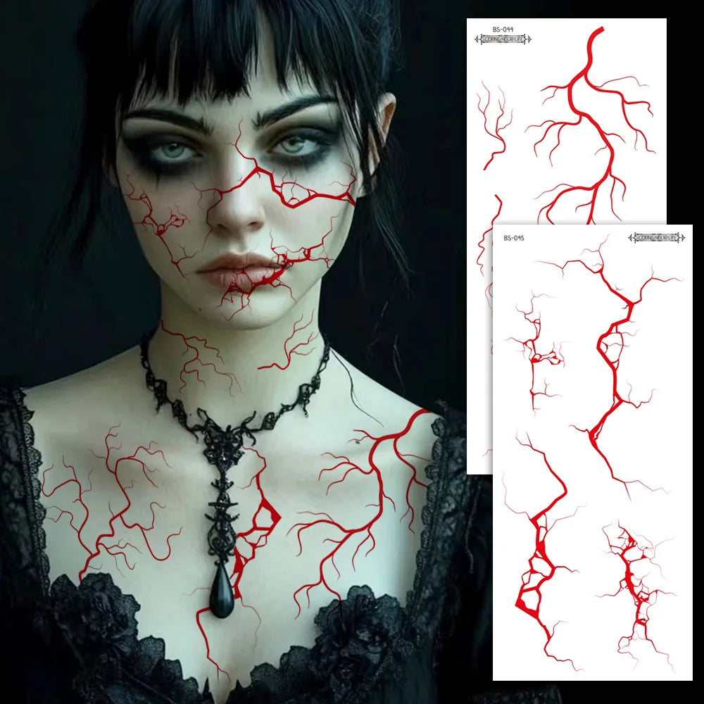 Red Lightning Tattoo Stickers