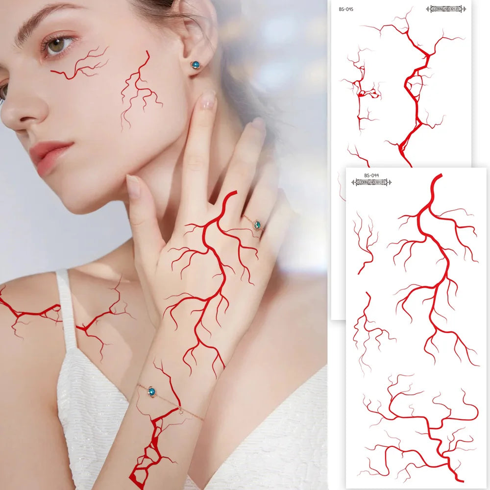 Red Lightning Tattoo Stickers