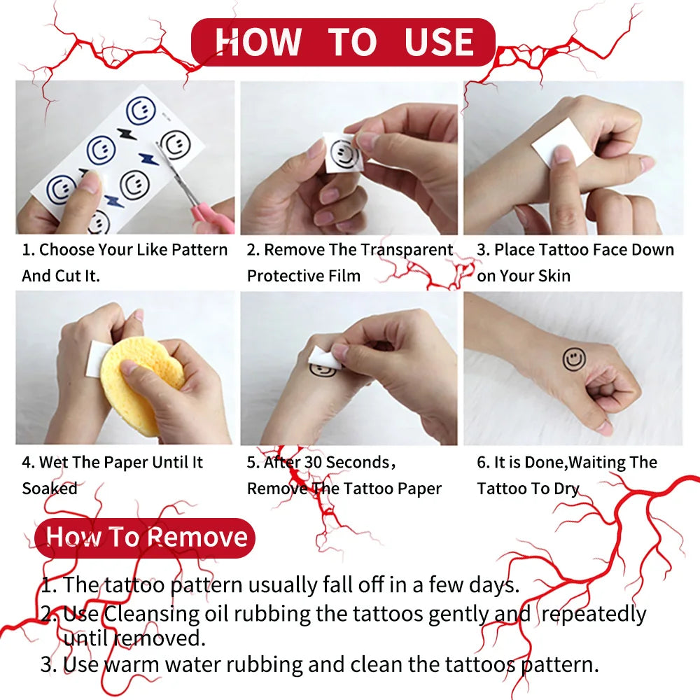 Red Lightning Tattoo Stickers
